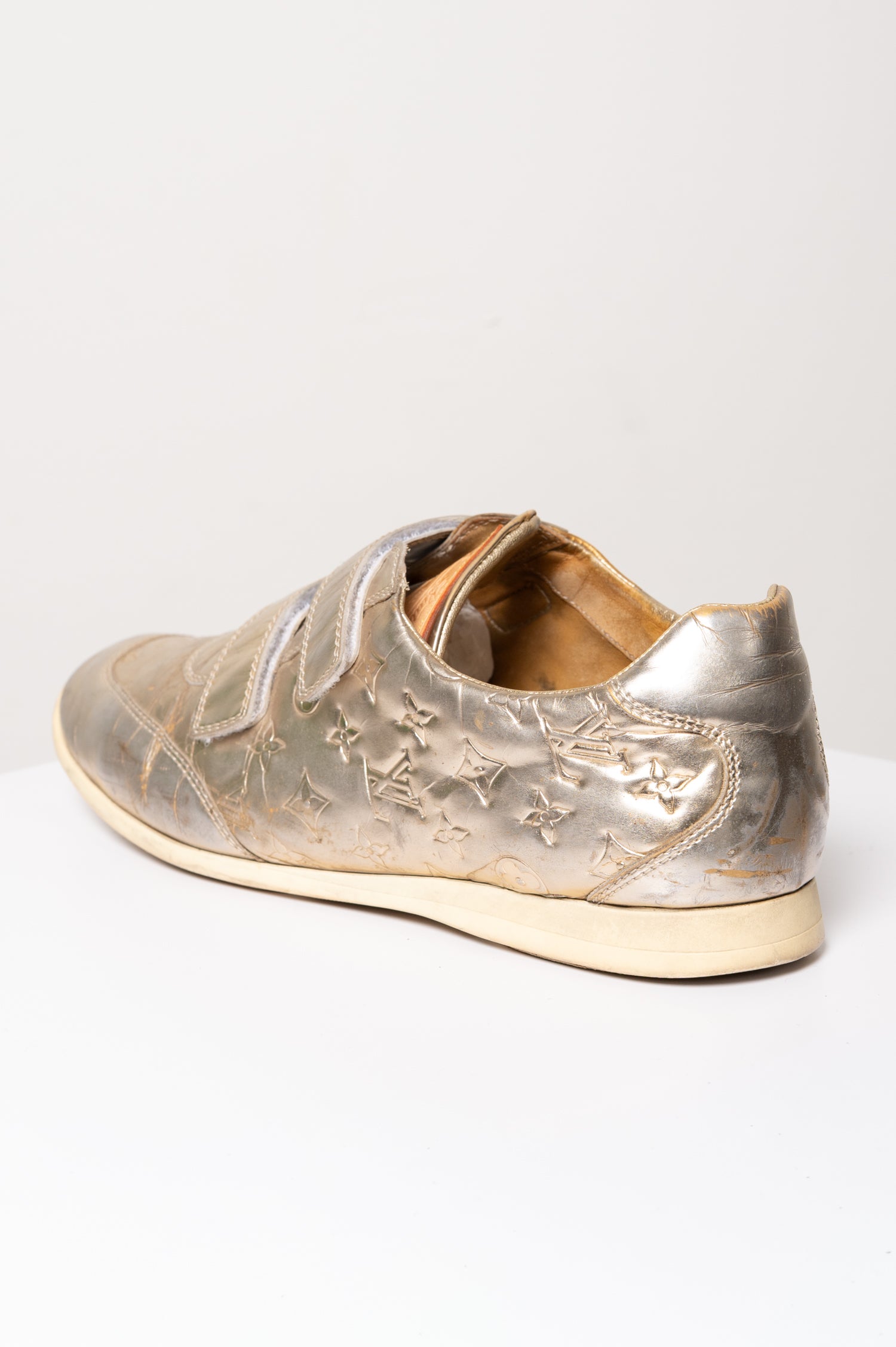 Thrashed Gold Louis Vuitton Trainers