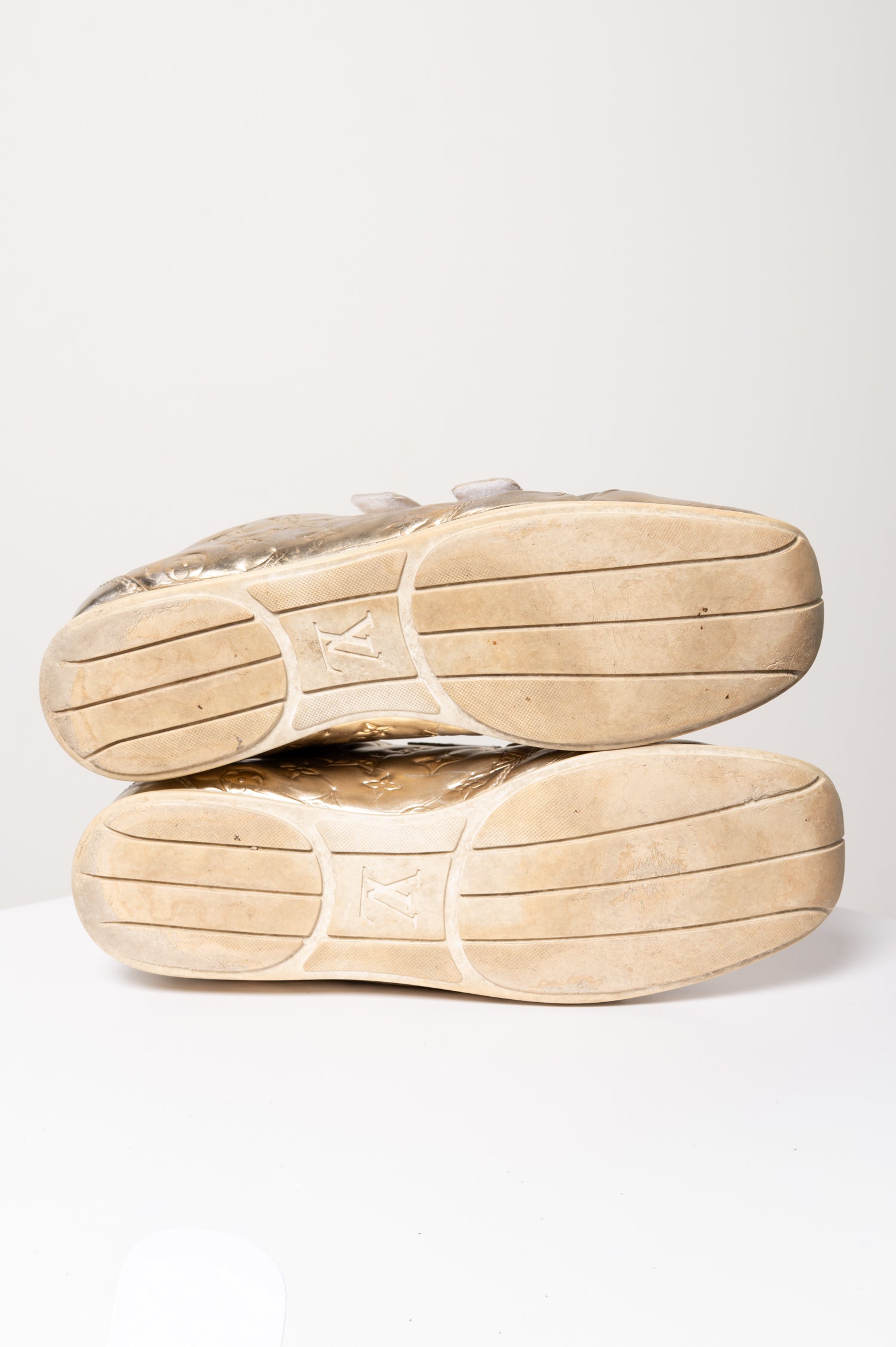 Thrashed Gold Louis Vuitton Trainers