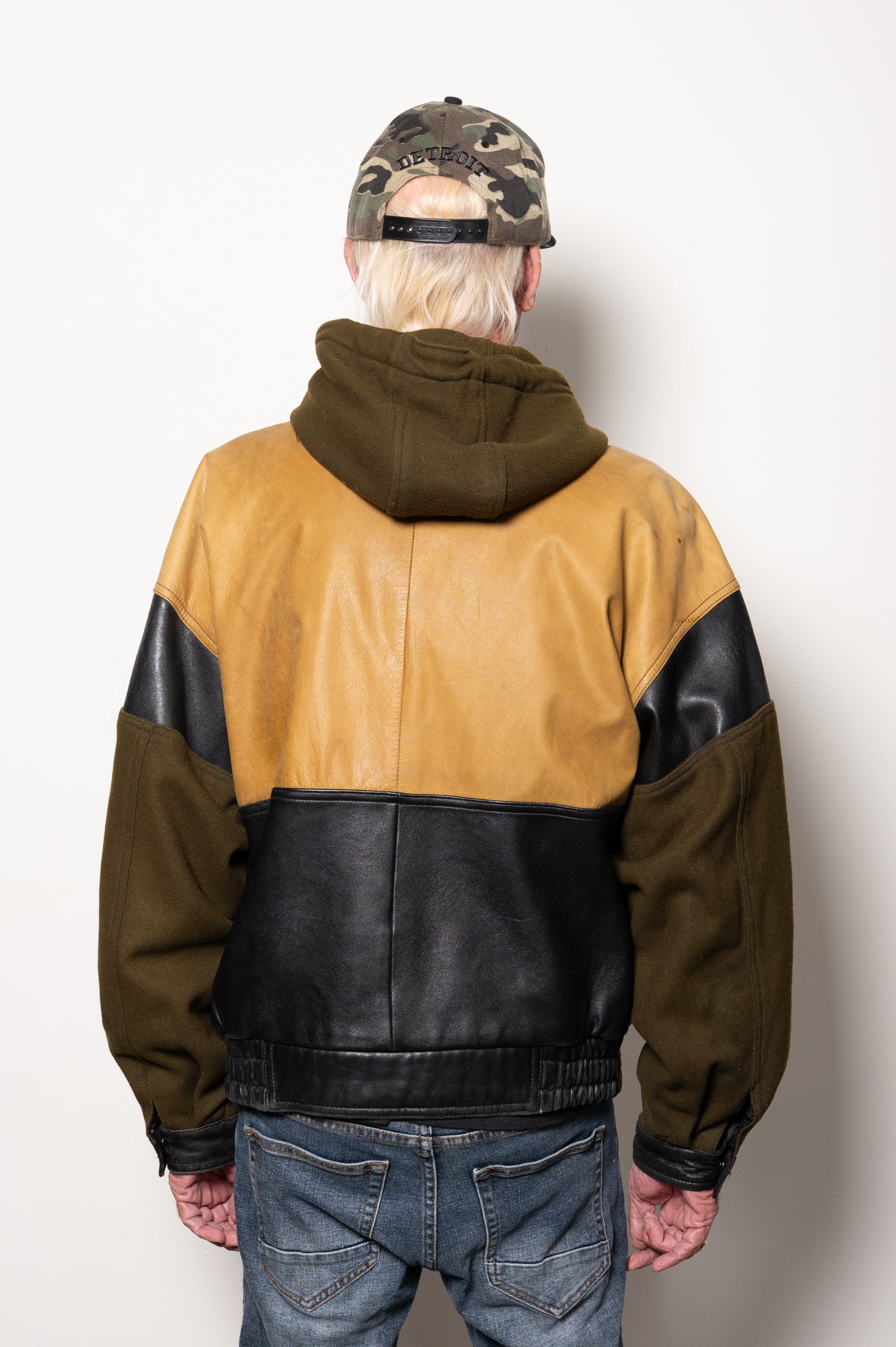 Vintage Leather Bomber Hoodie