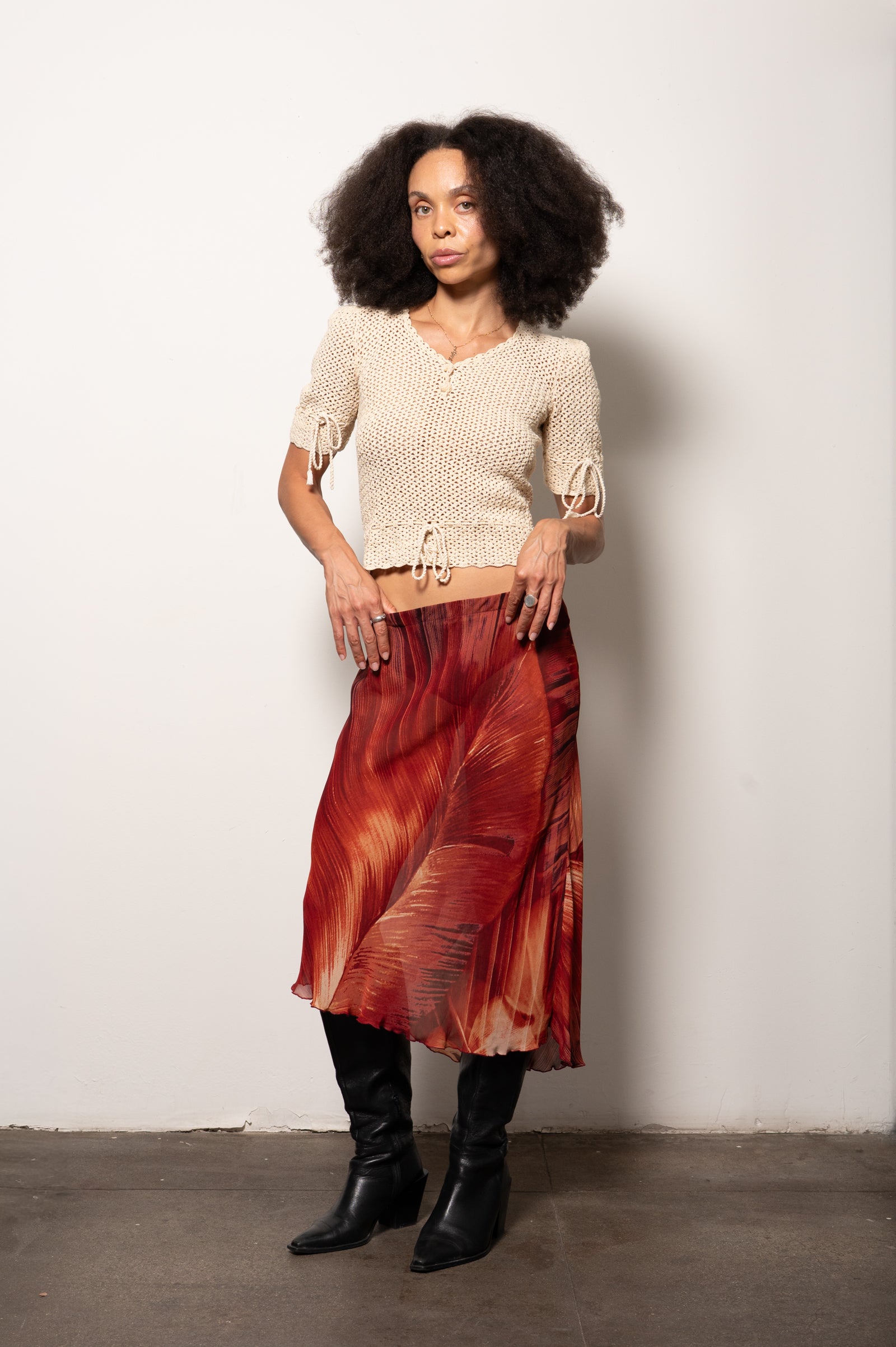 Transparent Y2K Leaf Skirt