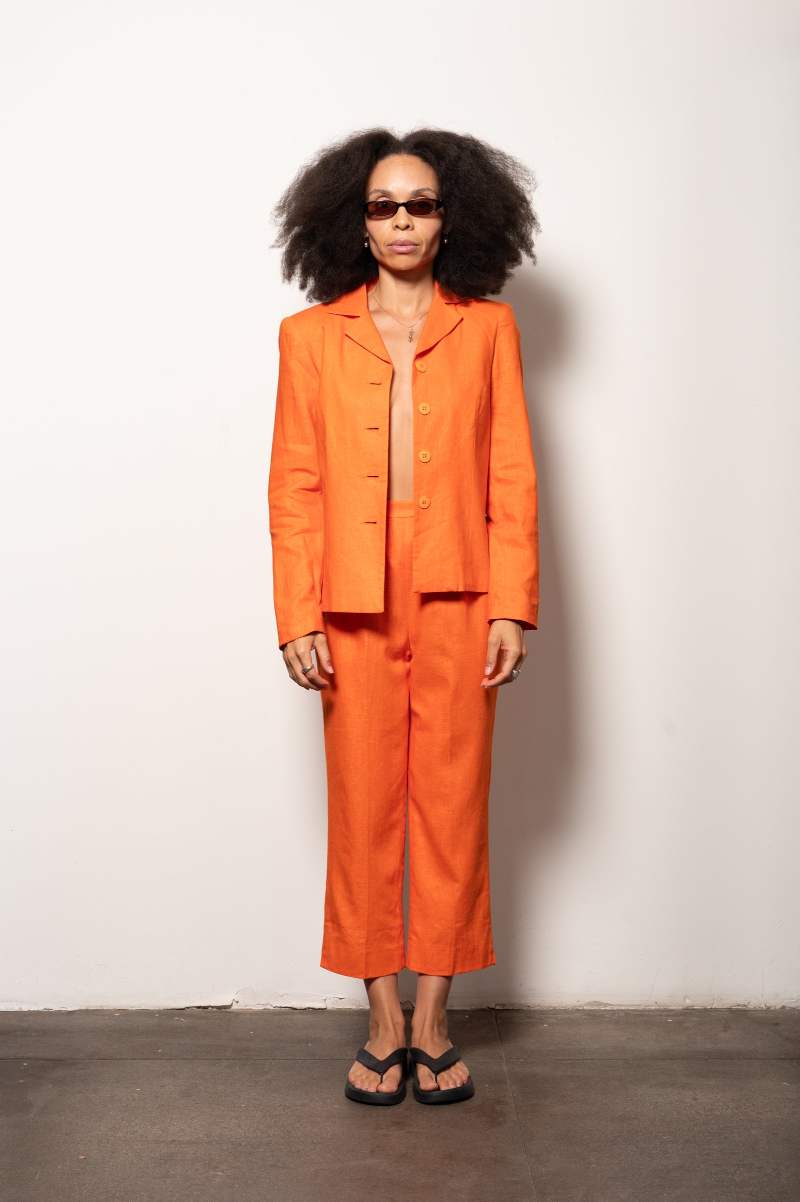 Orange Linen Business Vacation Suit