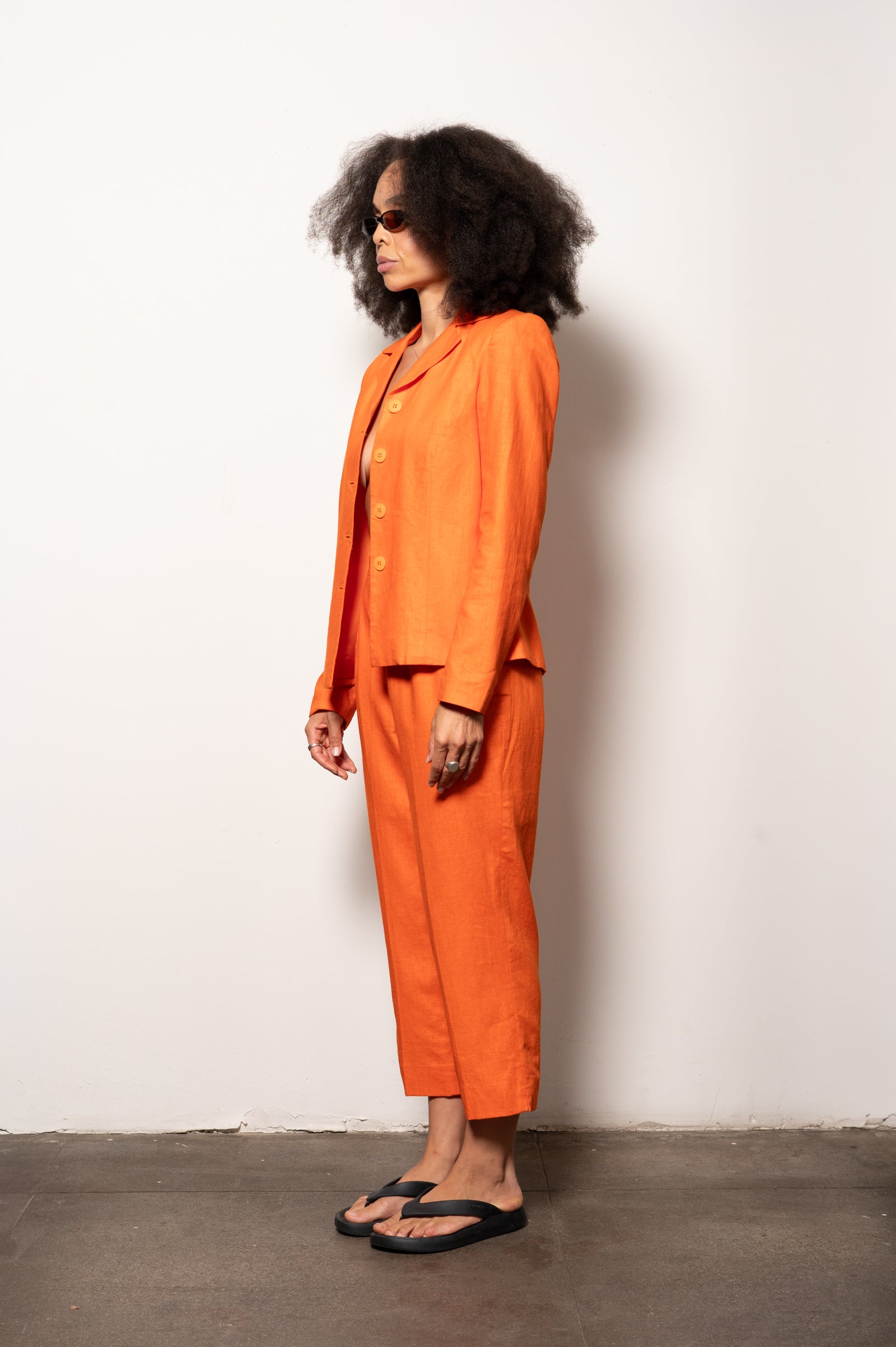Orange Linen Business Vacation Suit