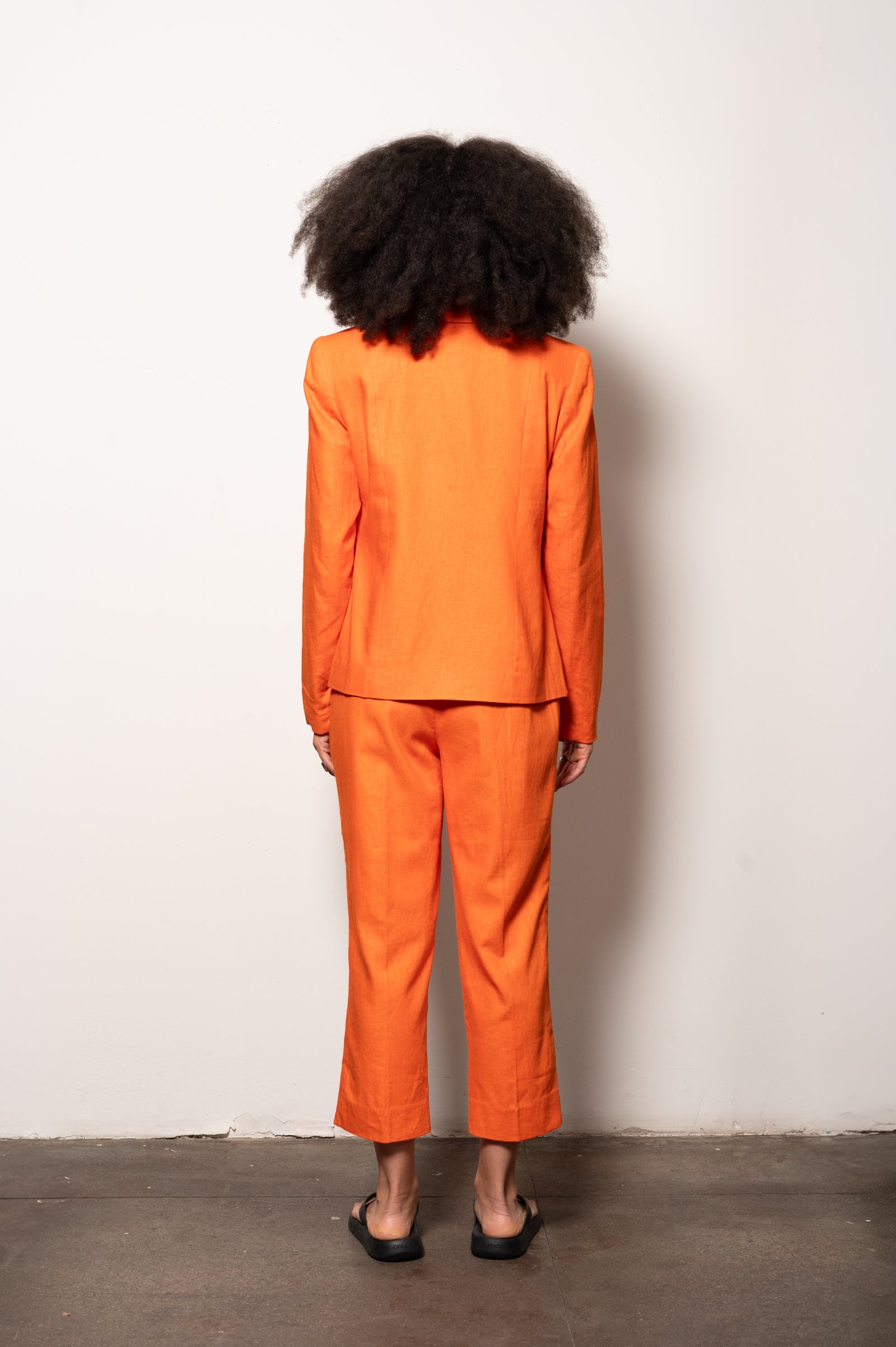 Orange Linen Business Vacation Suit