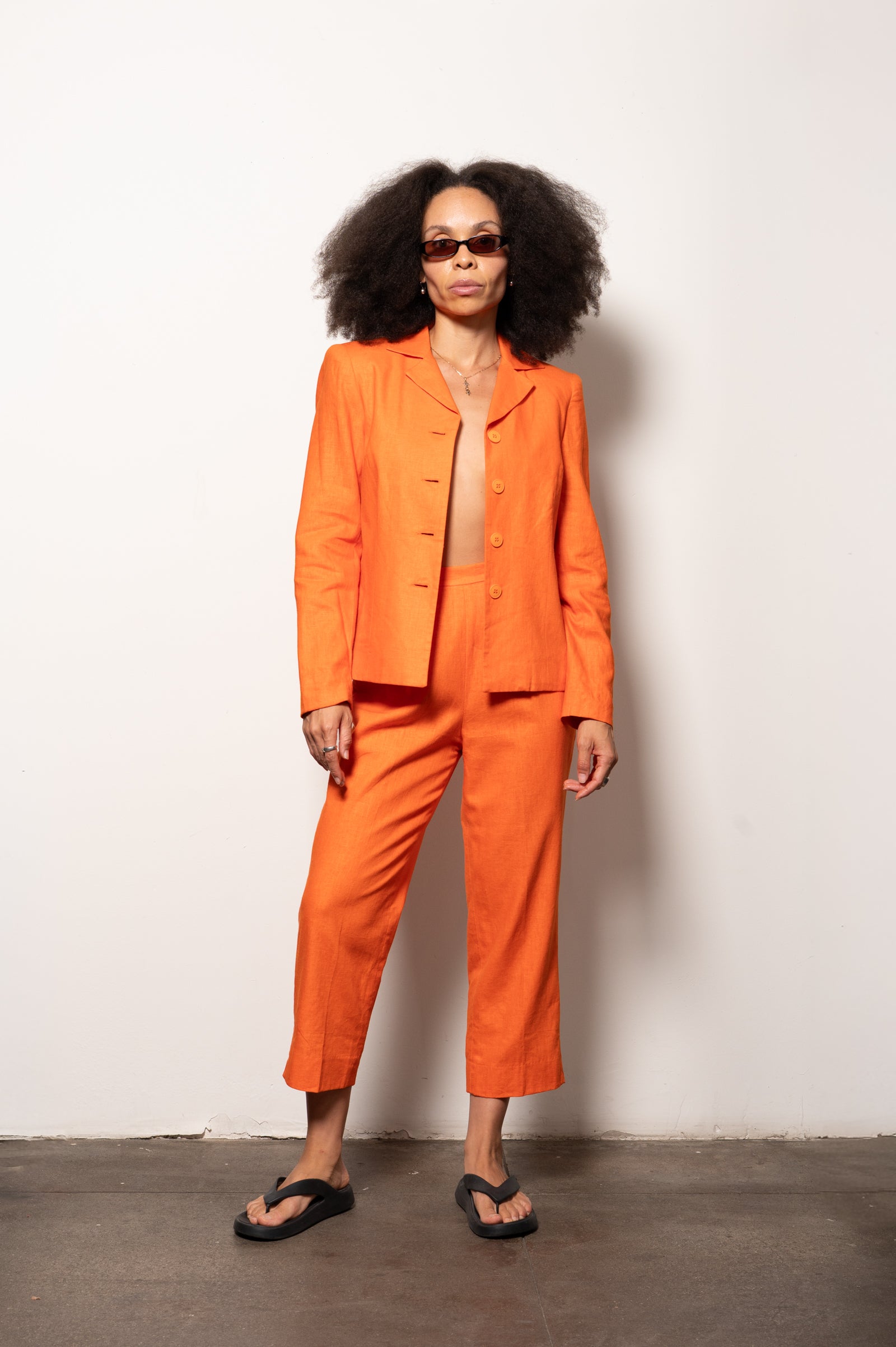 Orange Linen Business Vacation Suit