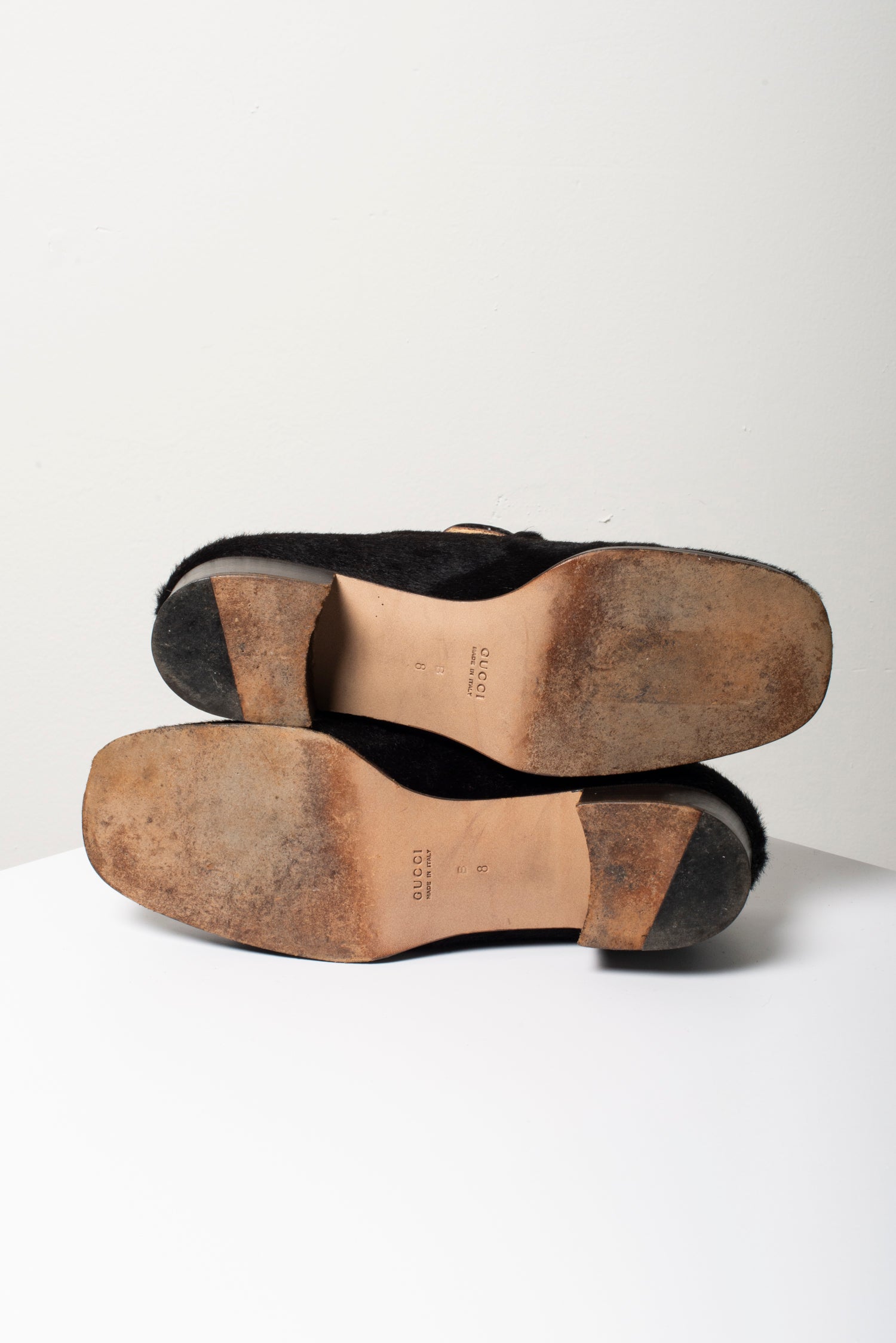 GUCCI Horsebit Pony hair Loafers