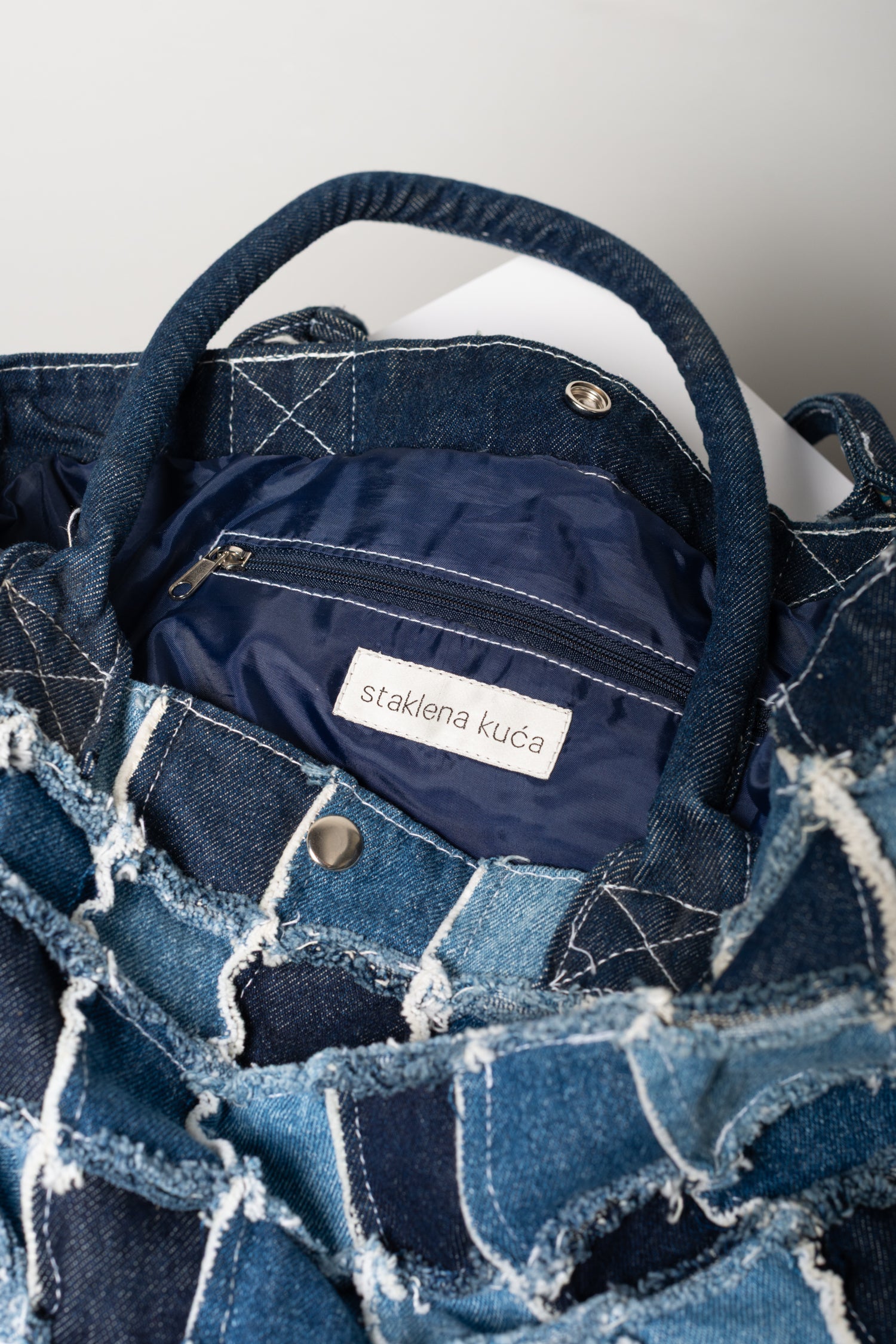 staklena kuca - patchwork denim bag
