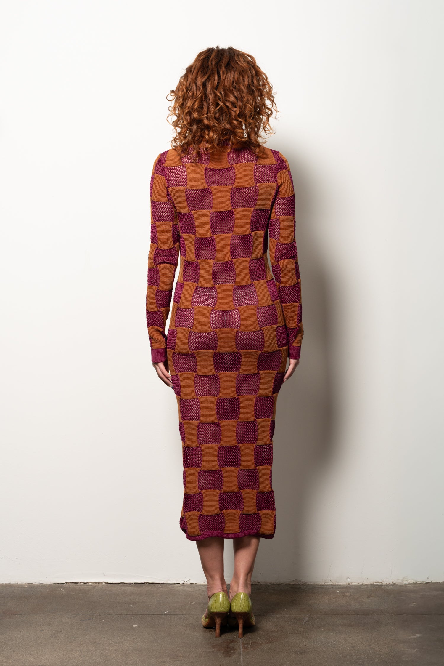 Marni sheer ruby checkered dress
