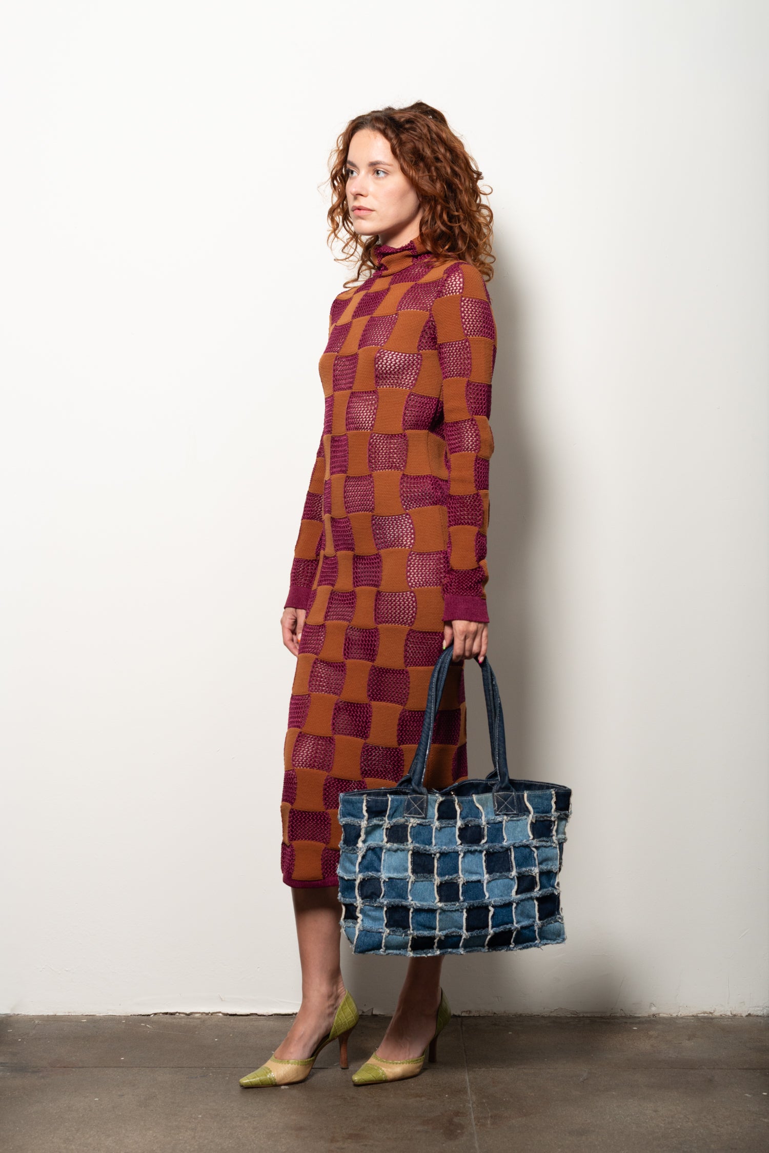 Marni sheer ruby checkered dress