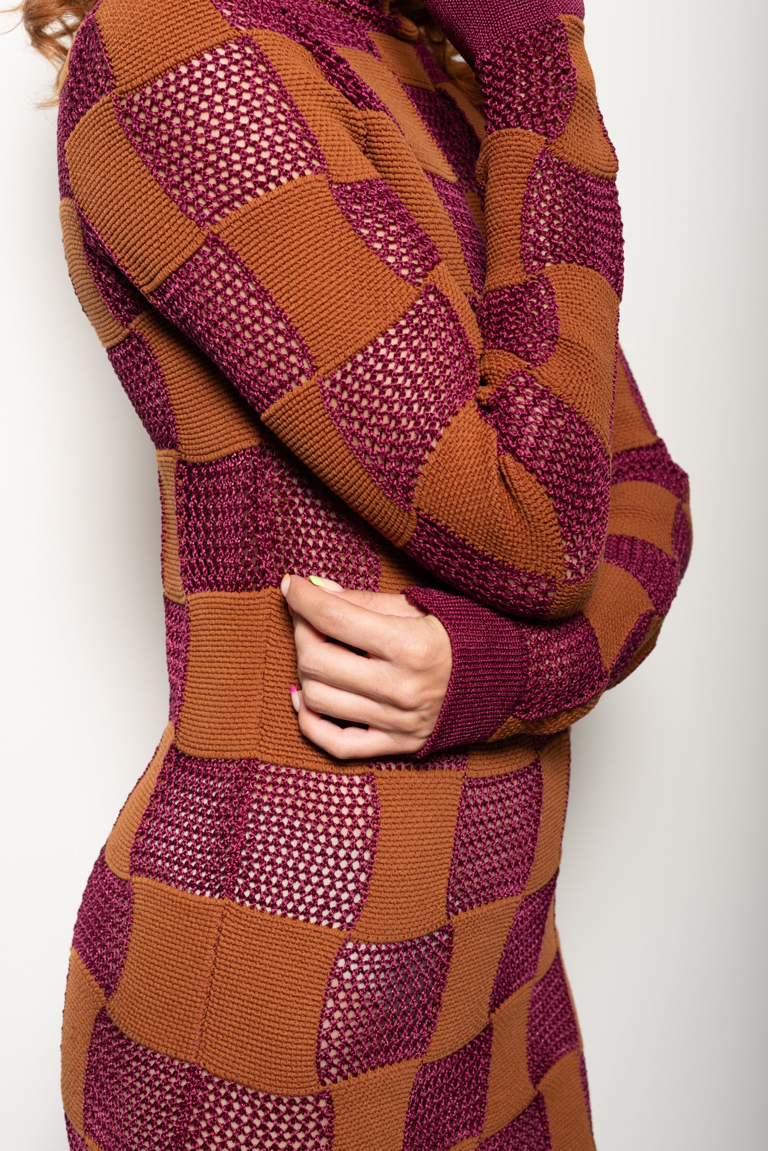 Marni sheer ruby checkered dress