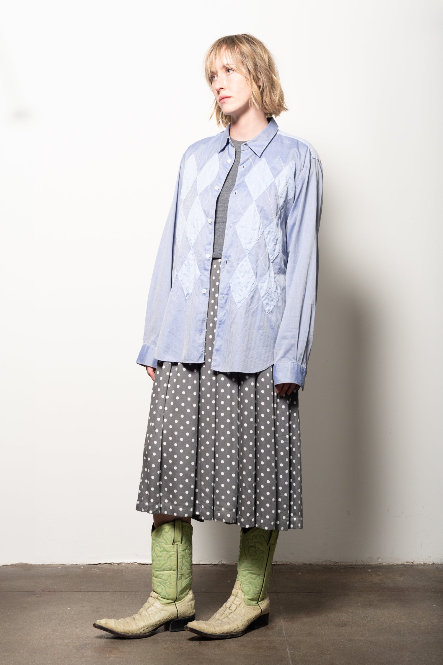 BLACK CDG Grey Polka Dot Dress
