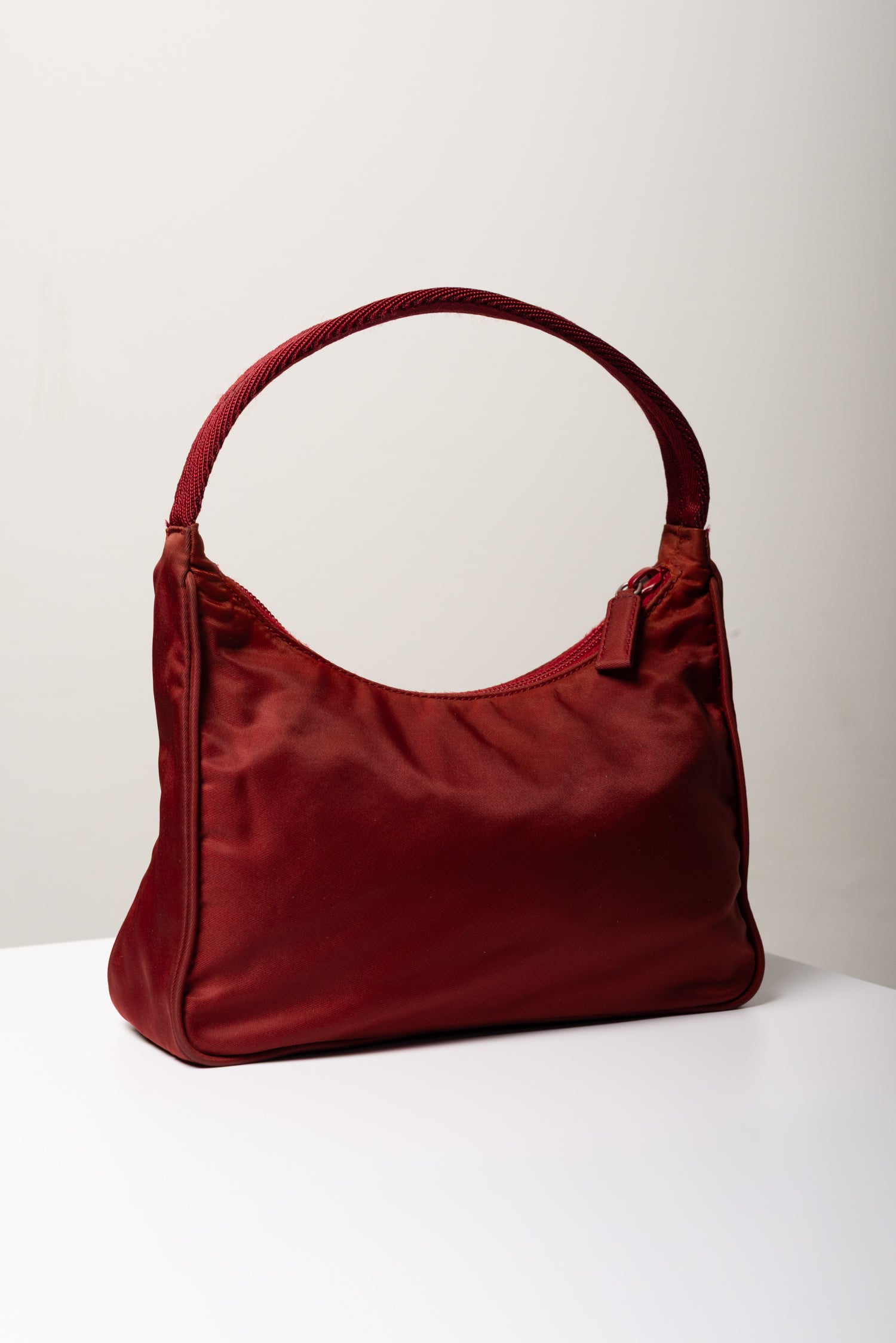 Prada burgandy nylon shoulder bag