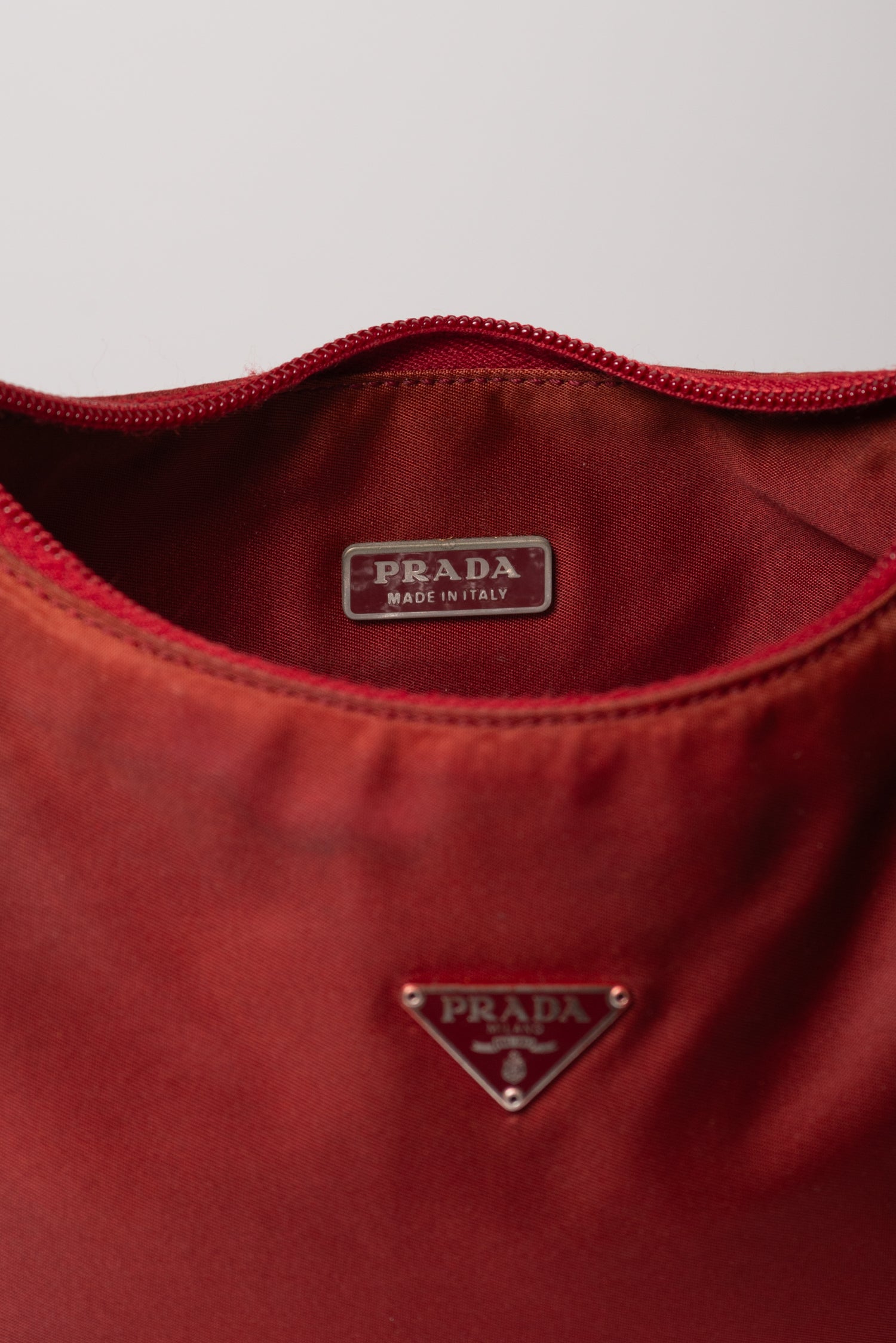 Prada burgandy nylon shoulder bag