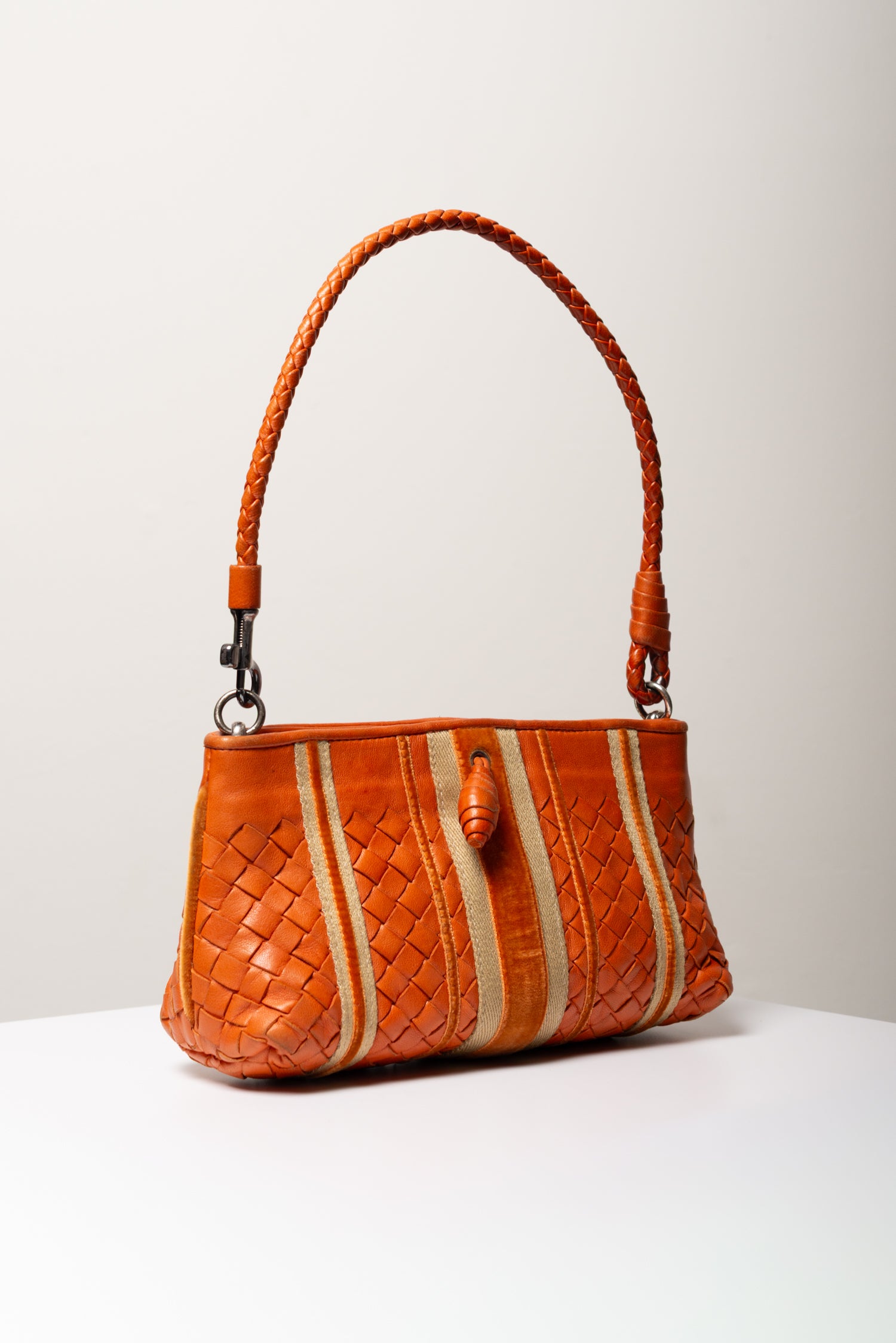 Bottega Veneta - Vintage Intrecciato Striped Shoulder Bag