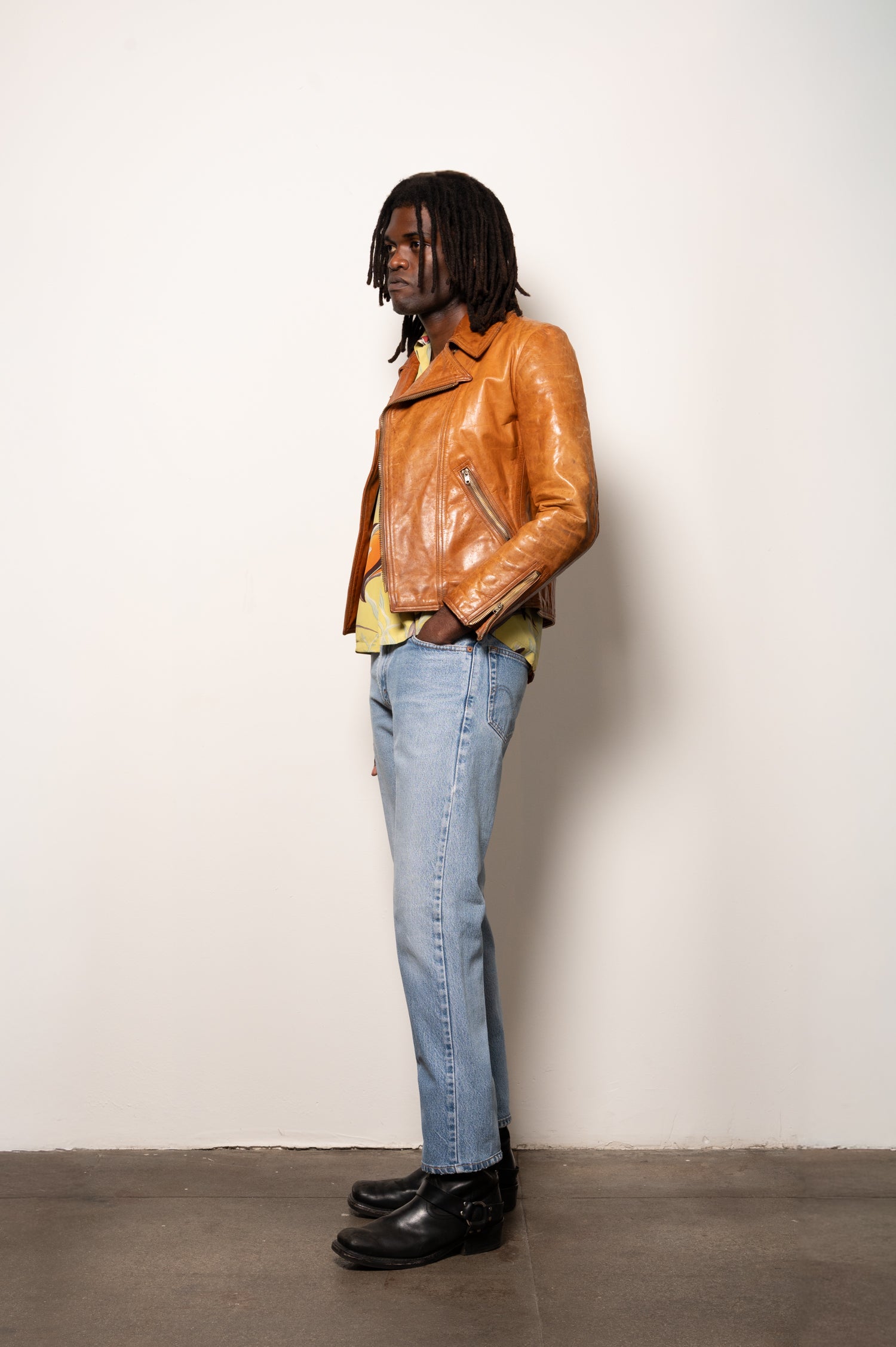 perfectly worn leather jacket