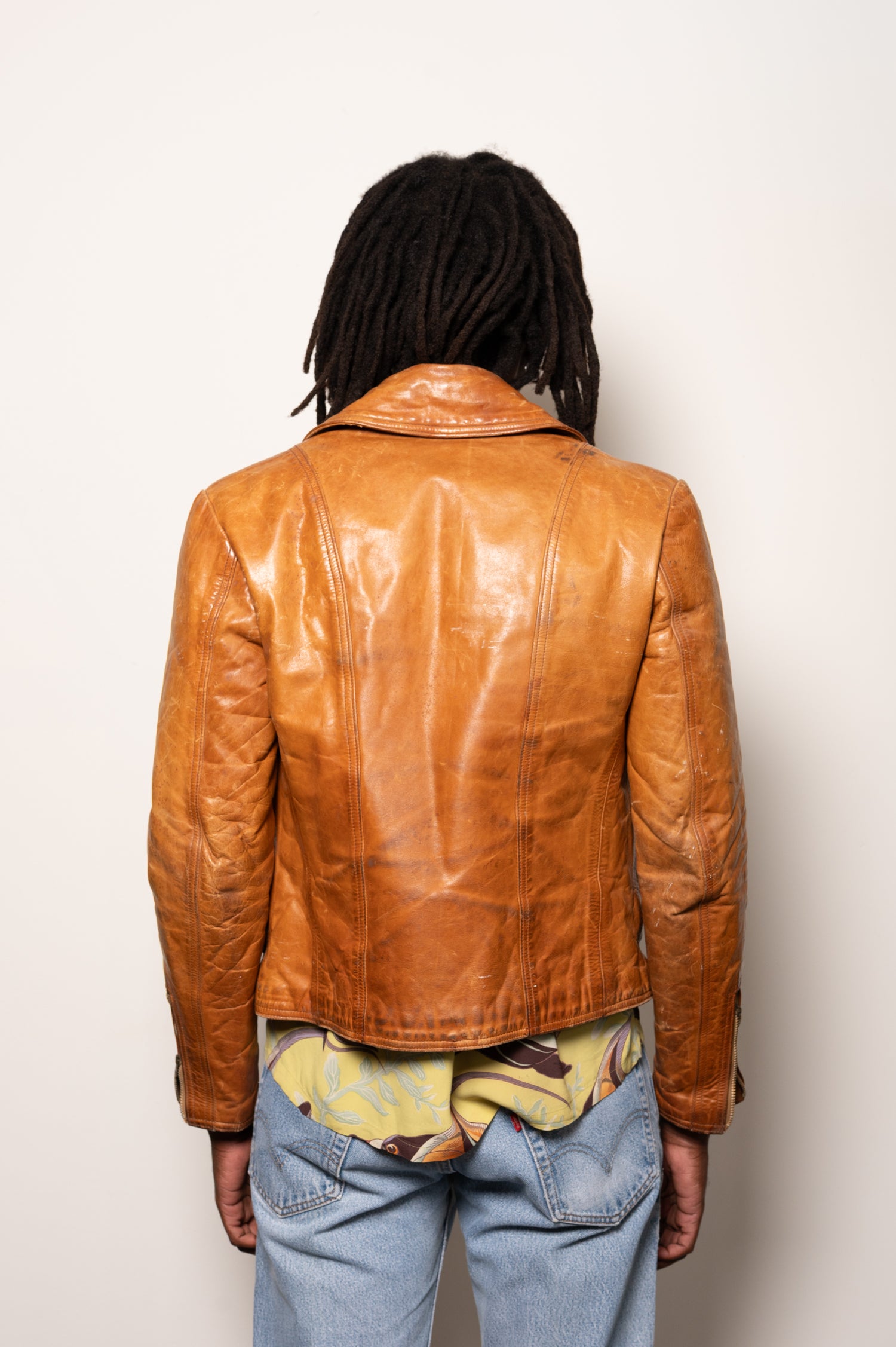 perfectly worn leather jacket