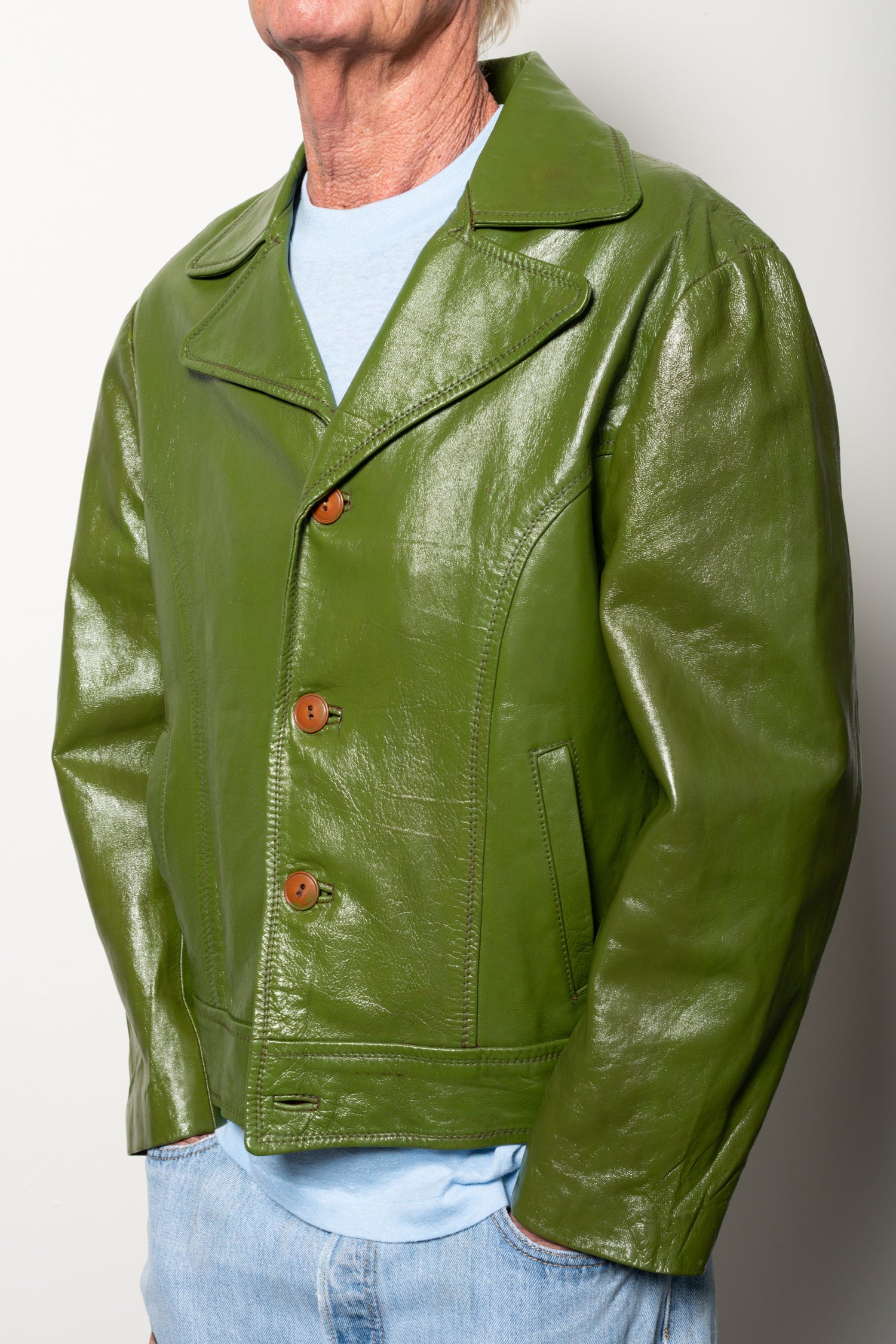 green leather jacket