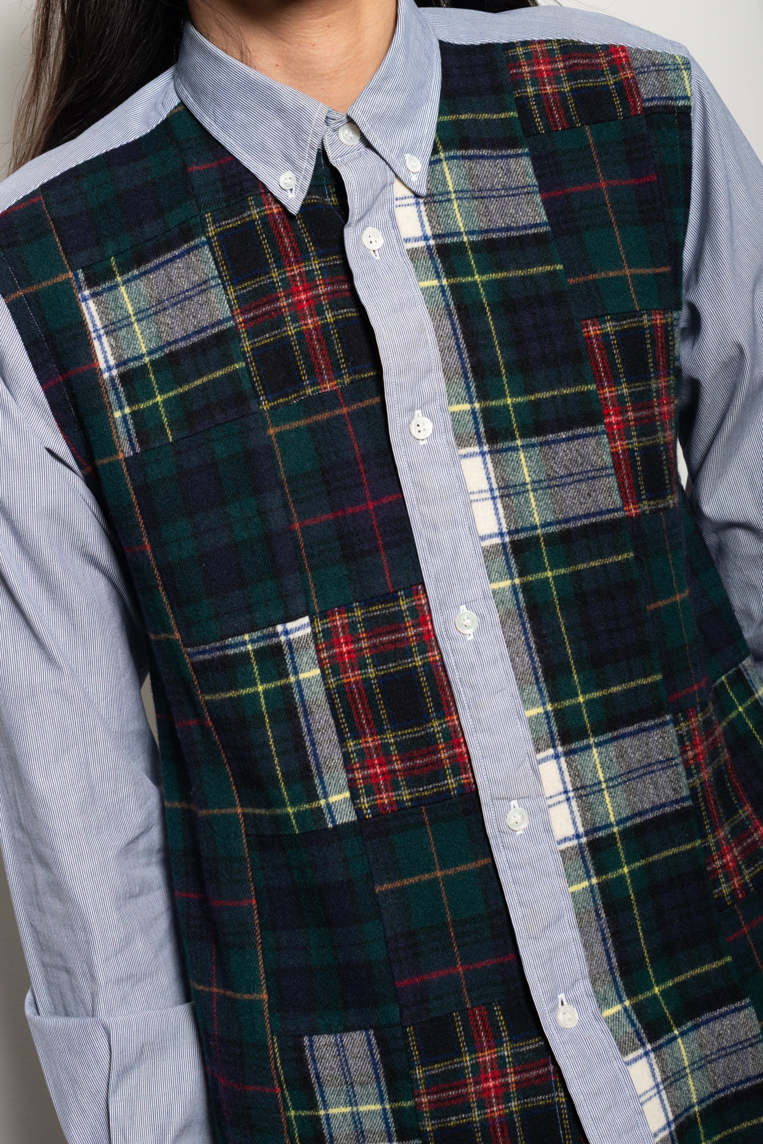 comme des garcon patchwork flannel shirt
