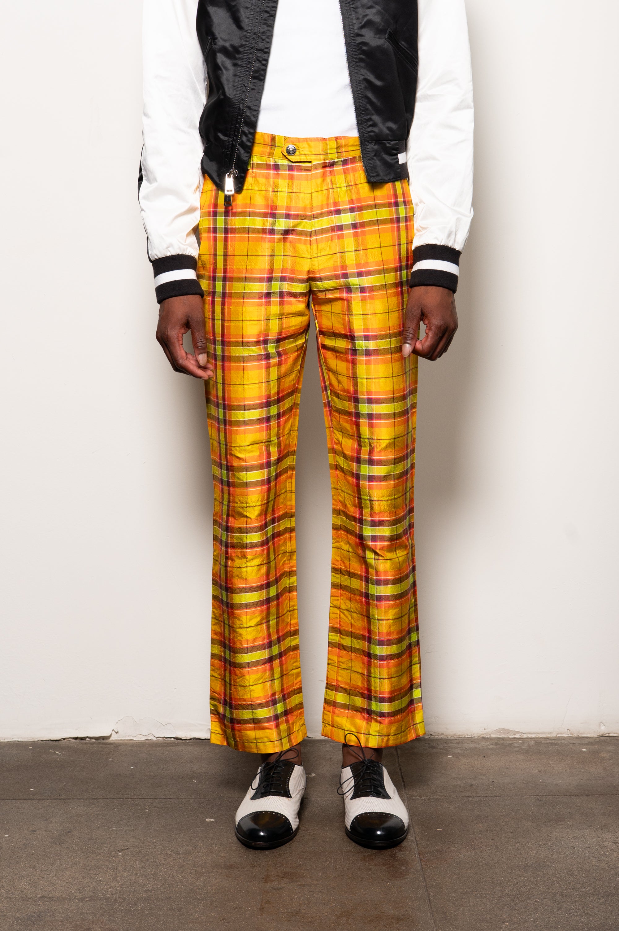 Moschino Silk Plaid Pants