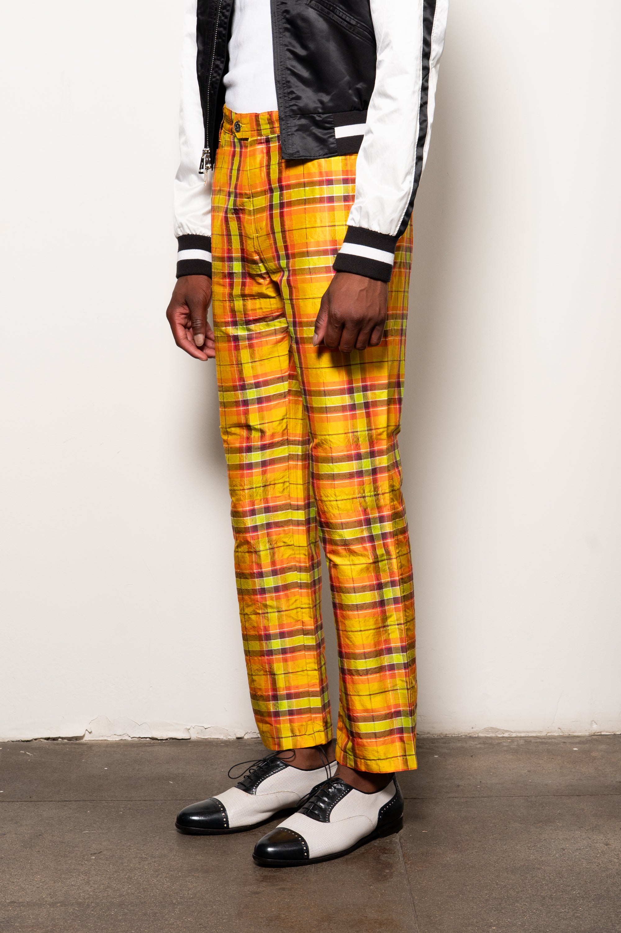 Moschino Silk Plaid Pants