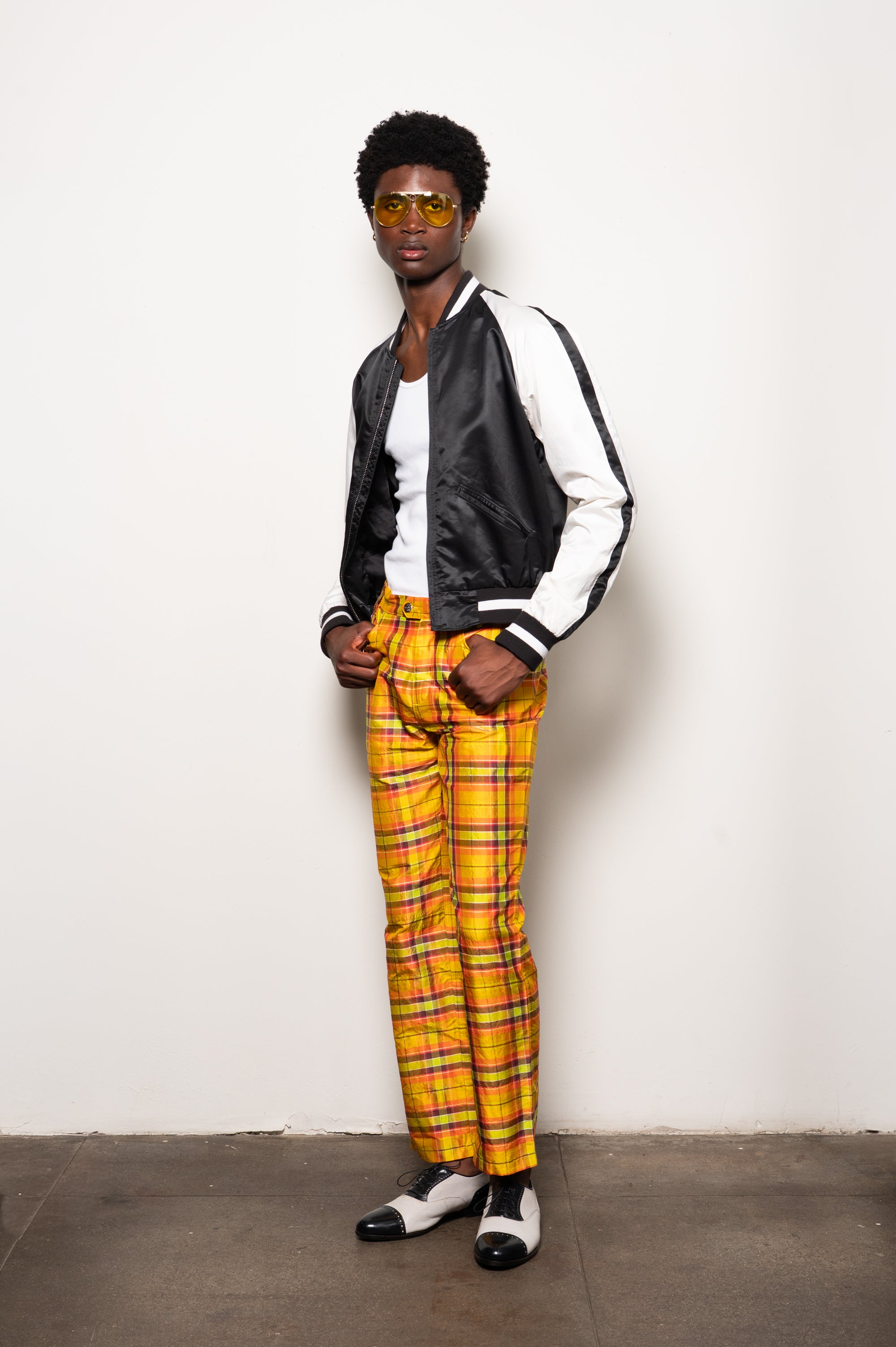 Moschino Silk Plaid Pants